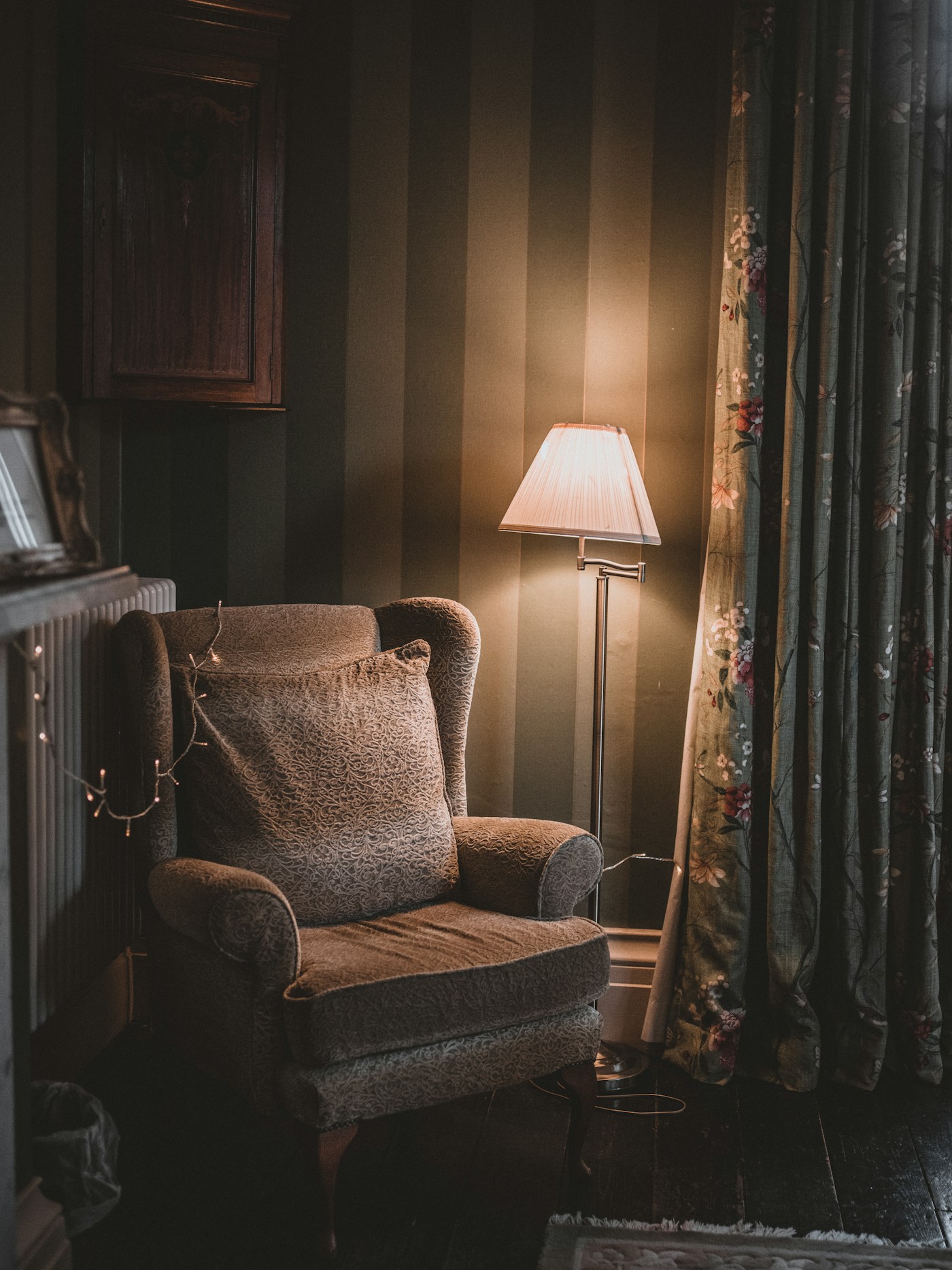 Upholstered seating in a thoughtfully furnished interior